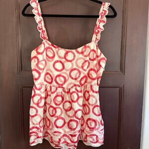 JUICY COUTURE | Y2K Vintage Hammered Silk Red Cherry Circle Babydoll Top Size 6